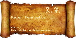 Keler Henrietta névjegykártya